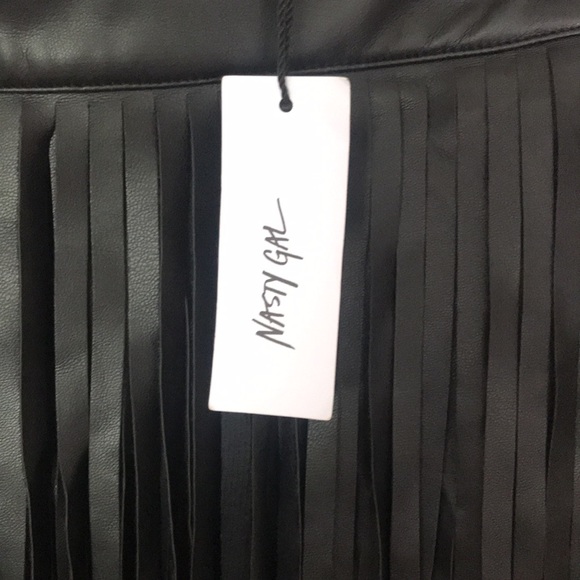 NEW Nasty Gal Faux Leather Fringe Tassel Mini Skirt. - Picture 4 of 8